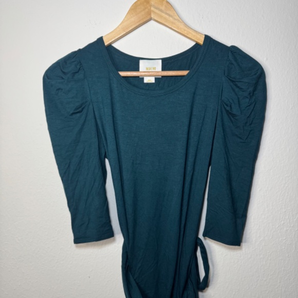 Maeve Dress Women's XXSP Teal Green Mini Puff Sleeve Belted Casual - Picture 2 of 5